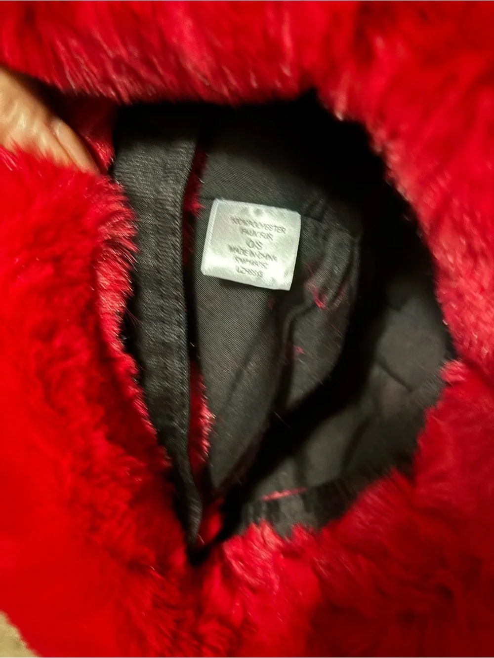 Quilted Red Faux Fur Trim Bucket Hat